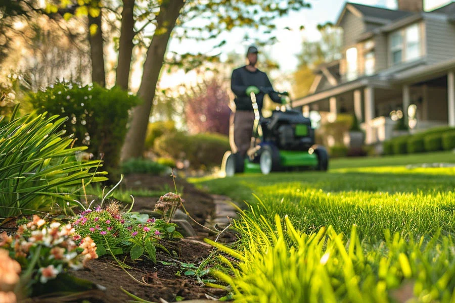 wide self propelled lawn mower